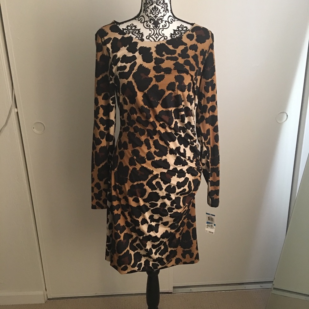 Long sleeve animal print dress